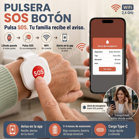 Pulsera de Emergencia con Botón SOS para Mayores